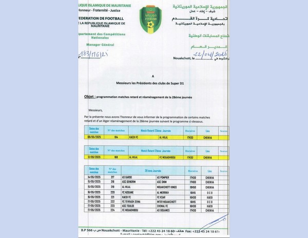 Super D1 : programmation des matchs en retard 